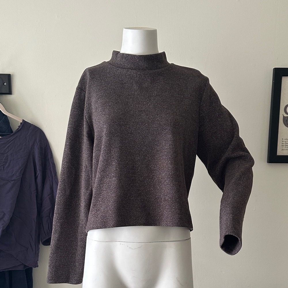 Dark Brown Turtleneck crop Sweater